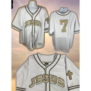 Colosseum Athletics Jesus Christ Baseball Jersey — White Stitch Logos 2XL